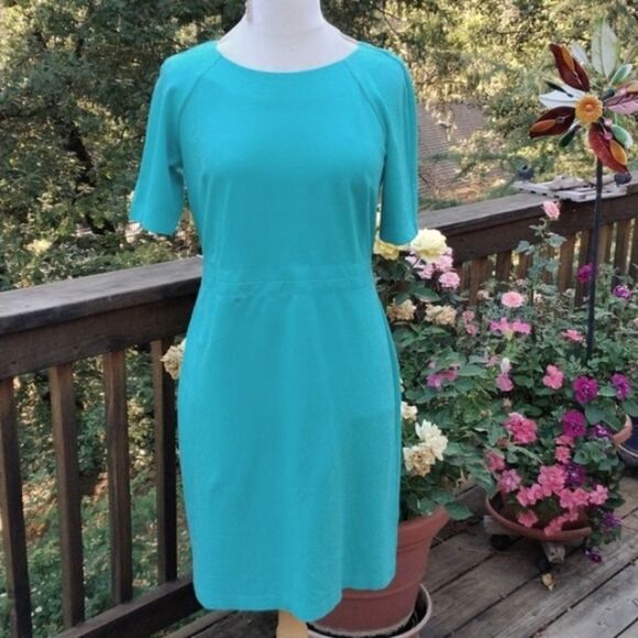 Talbots Turquoise Ponte Knit Dress - Picture 1 of 15